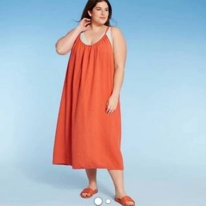 Women's Plus Size Midi Cover Up Dress - Kona Sol Rust 1XL-2XL  (16W-22W